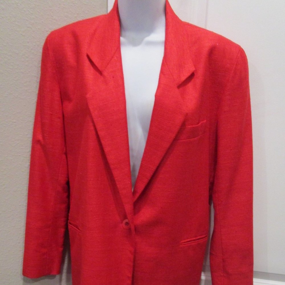 HENRI BENDEL LADIES RED 100% SILK LINED BLAZER SIXE 4